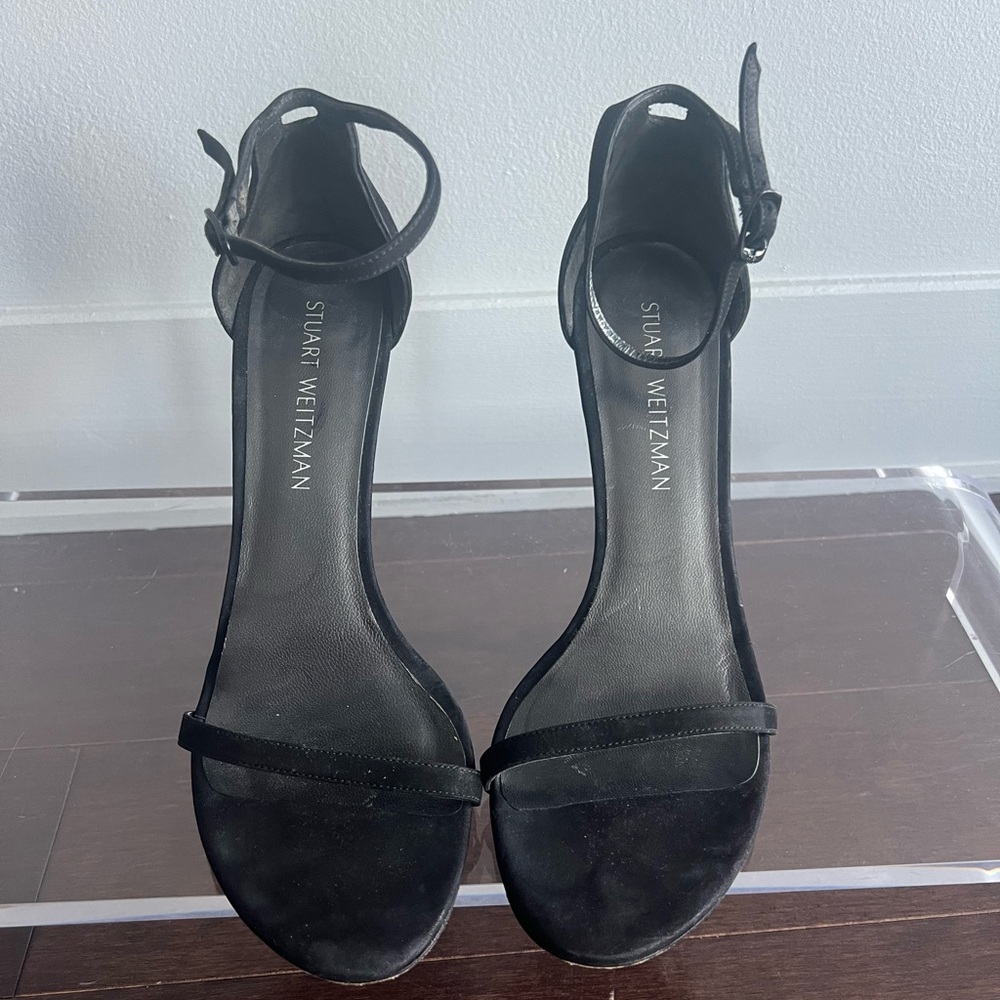 Stuart Weitzman Black Ankle Strap Heels